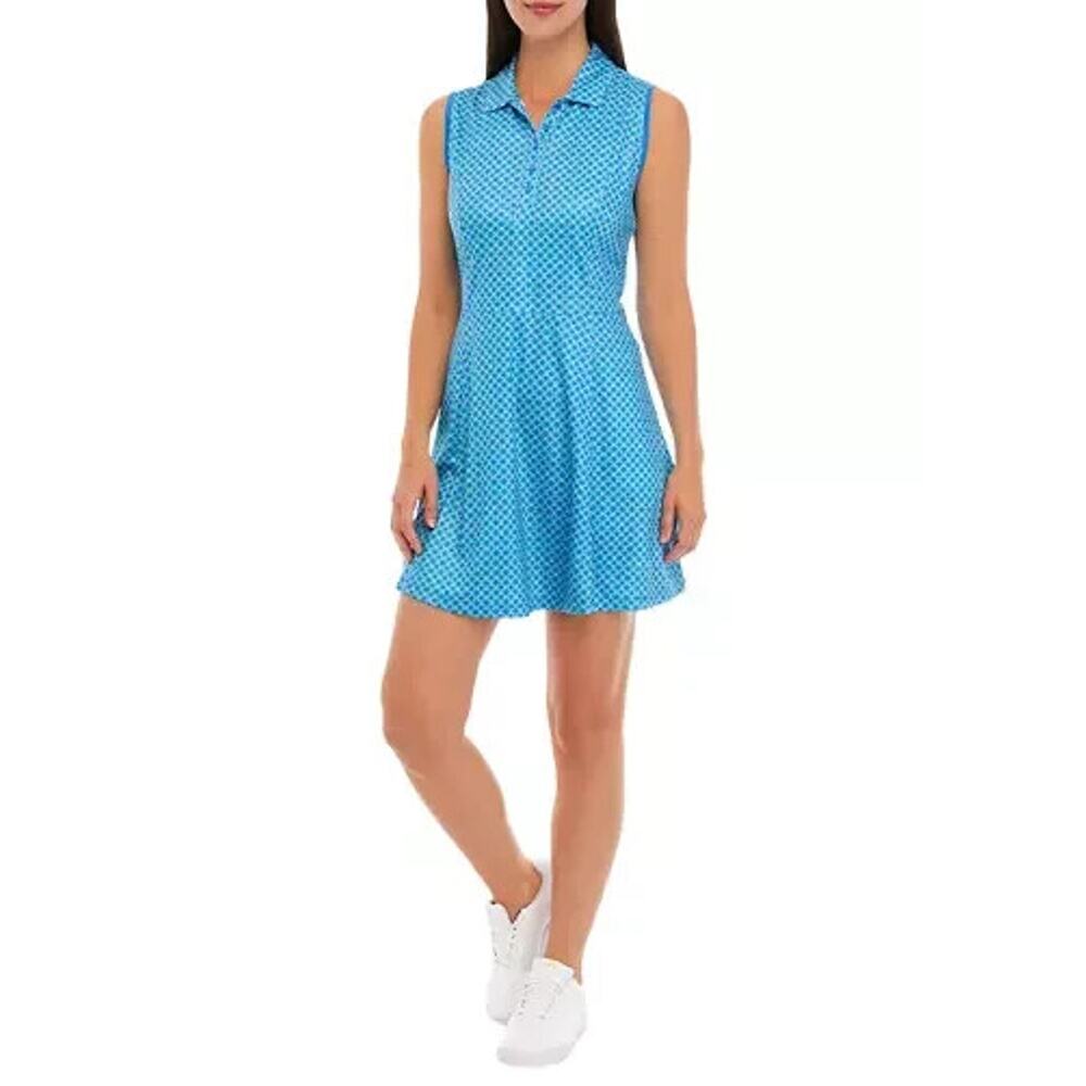 Pro Tour Cool Play Flounce Dress Women's XL Geometric Blue/Green Zipper Pockets